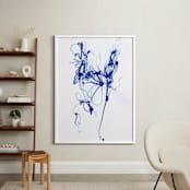 "Inky Blue Floral" - Art Print in Inky Blue by Sonal Nathwani - In a Room