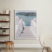 "Santorini Steps" - Art Print in Deep Blue by Heather Loriece - In a Room