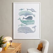 "Blue Whales" - Art Print in Aqua by Kelsey Carlson - In a Room