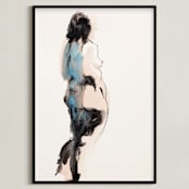 "Into the Distance" - Art Print in Aqua by Linda Mucha Karns - Framed