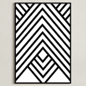 "Abstract simple geometric design" - Art Print in black and white by Anna - Framed