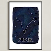 "Zodiac Constellation Pisces" - Personalized Art Print in Galaxy by Ashley Presutti Beasley - Framed