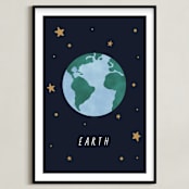 "Solar System I (Earth)" - Art Print in Night by Elly - Framed