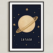 "Solar System VII (Saturn)" - Art Print in Night by Elly - Framed