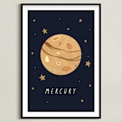 "Solar System VIII (Mercury)" - Art Print in Night by Elly - Framed