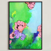 "Garden Stroll" - Art Print in Spring Green by Sonal Nathwani - Framed