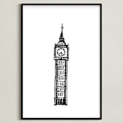 "Big Ben London" - Art Print in Black and White by Phrosné Barwood - Framed