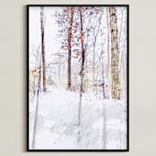 "Trees In Winter" - Art Print in Winter White by Andy Mars - Framed
