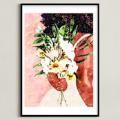 "Give Her Flowers" - Art Print in Pink Tawny by ThirtyOne Illustrations - Framed