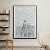 "Roof Party" - Art Print in Soft Grey by Cheeky Design - In a Room