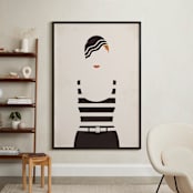 "Striped Suit" - Art Print in charcoal by Faith Harlow - In a Room