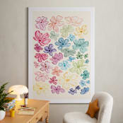 "A Rainbow of Flowers" - Art Print in Pale Sunshine by The Scribblist - In a Room