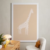 "Sweet giraffe." - Art Print in Neutral Beige by Dawn Smith - In a Room