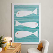 "3 fish" - Art Print in fountain blue by Leanne Friedberg - In a Room