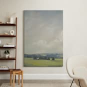 "Rosy Tomorrow I" - Art Print in Grey Blue by Stephanie Goos Johnson - In a Room