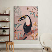 "Tropic Toucan I" - Art Print in Pink Bisque by Stefanie Lane - In a Room