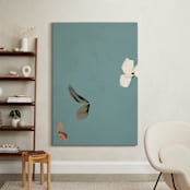 "Cool Tone Abstract Botanical II" - Art Print in Smokey Turquoise by Caryn Owen - In a Room