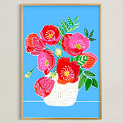 "Vivid Bouquet" - Art Print in Sky Blue by Stick and Petal - Framed