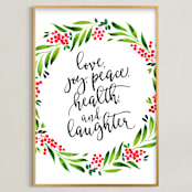 "Best wishes greenery wreath" - Art Print in Classic by Rosana Laiz Blursbyai - Framed