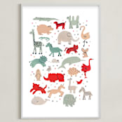 "anim-alphabet" - Art Print in cardinal by Sarah York - Framed