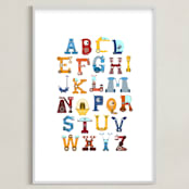 "Robot Alphabet" - Art Print in Primary by Joseph Apel - Framed