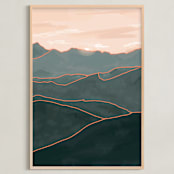"Mountain Sky" - Art Print in Overlook Green by Becca Robinson - Framed