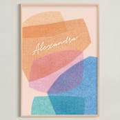 "bright boulders" - Personalized Art Print in apricot fizz by Carrie Moradi - Framed