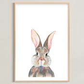 "Curious Bunny" - Art Print in Grey by Together Apart - Framed