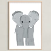 "Darling Elephant" - Art Print in graylee by Rebecca Marchese - Framed
