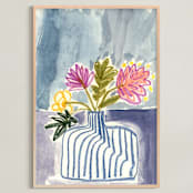 "Blue Vase mixed media" - Art Print in Blue vase by Bethania Lima - Framed