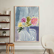 "Blue Vase mixed media" - Art Print in Blue vase by Bethania Lima - In a Room