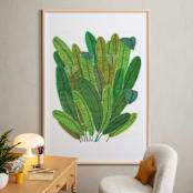 "Banana Leaf Bouquet" - Art Print in Tropical Green by Madeline Trait - In a Room