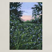 "Wildflowers At Dusk" - Art Print in Dark Emerald Green by Weronika Zubek - Unframed