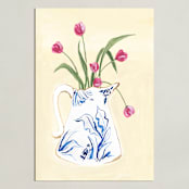 "Toile Blooms 2" - Art Print in Vanilla by Teju Reval - Unframed