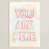 "You are Here" - Art Print in Coral by Karyn Denten - Unframed