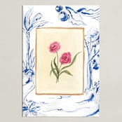 "Toile Blooms 1" - Art Print in Vanilla by Teju Reval - Unframed