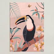 "Tropic Toucan I" - Art Print in Pink Bisque by Stefanie Lane - Unframed