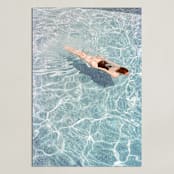 "Going for a Swim" - Art Print in Pool Blue by Whitney Deal - Unframed