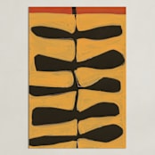 "Leaves and a Stem" - Art Print in orange by Deborah Velasquez - Unframed