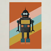 "Retro Robot" - Personalized Art Print in Pumpkin by Morgan Kendall - Unframed