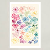 "A Rainbow of Flowers" - Art Print in Pale Sunshine by The Scribblist - Unframed