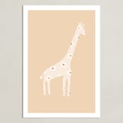 "Sweet giraffe." - Art Print in Neutral Beige by Dawn Smith - Unframed