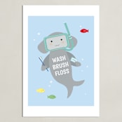 "Hammerhead Baby Shark" - Art Print in Blue waters by Rebecca Marchese - Unframed