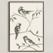 "Birds I" - Art Print in Sand by Teju Reval - Framed