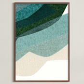 "Rippling Fields II" - Art Print in sea foam by Carrie Moradi - Framed