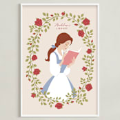 "Disney's Belle Library" - Personalized Art Print in Rose by Jamie Alexander - Framed