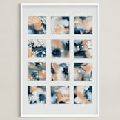 "Sunsets" - Art Print in Indigo by LeAnne Roberts - Framed