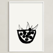 "Life is a bowl of cherries" - Art Print in Black and Off-white by Sonya Percival - Framed