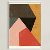 "Geo Abstract" - Art Print in Urban Red by Angel Walker - Framed