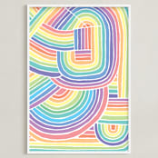 "A Long Ray Around II" - Art Print in Pastel Rainbow by raven erebus - Framed